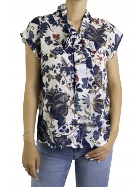Camicia fantasia mezza manica con fiocco  Fiore